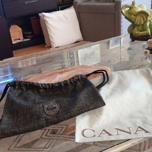 Canali Charcoal Fabric Small Backpack With Storage Bag